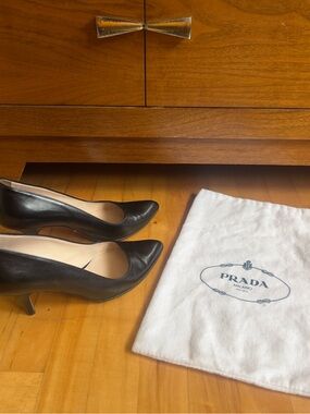 Prada Vintage Black Leather Heels